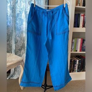 Joie blue wide leg linen pants